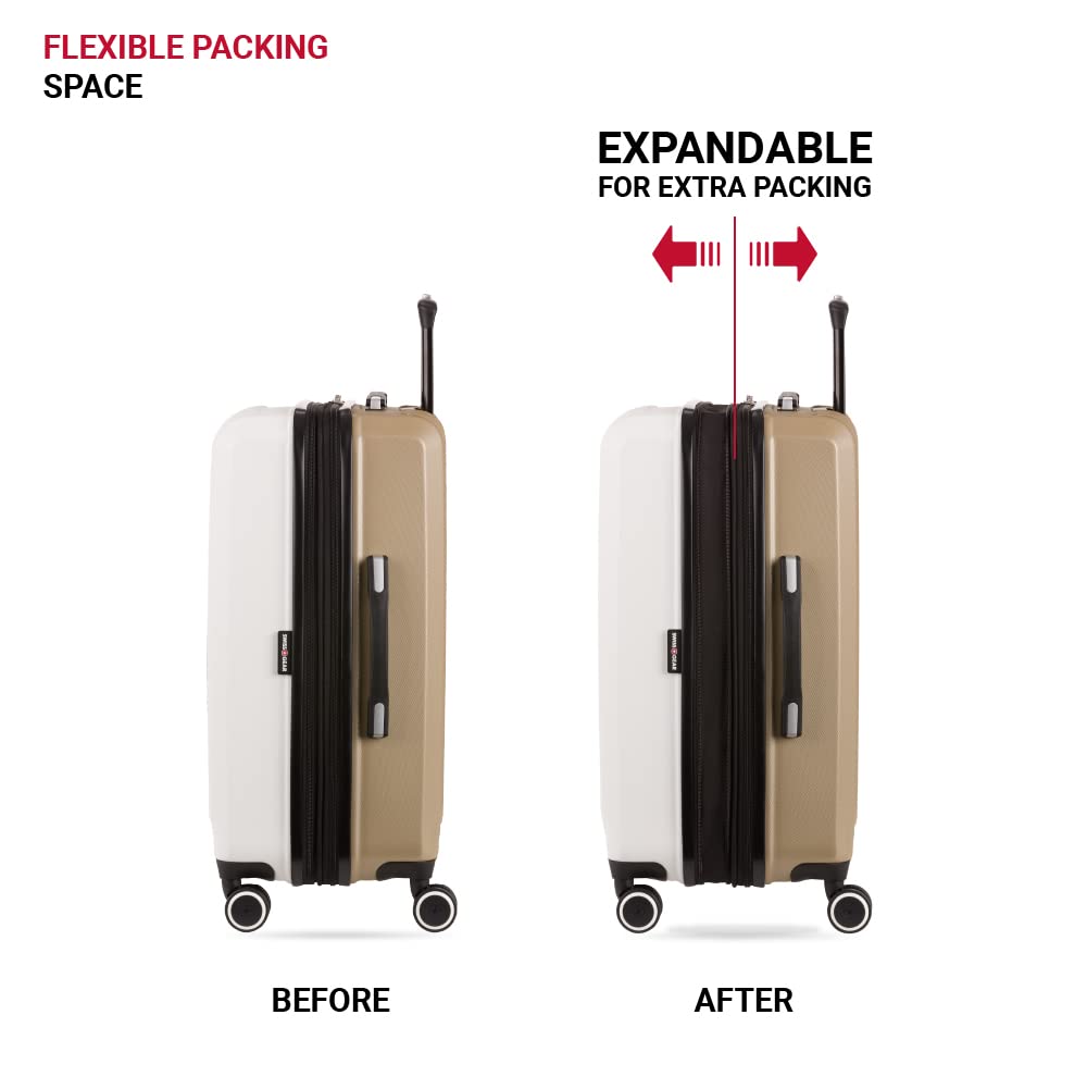 SwissGear Duet Expandable Luggage, Hard Shell Medium Luggage with Spinner Wheels