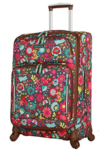 Lily Bloom Luggage 24" Expandable Design Pattern Suitcase With Spinner Wheels For Woman (24in, Playful Garden)