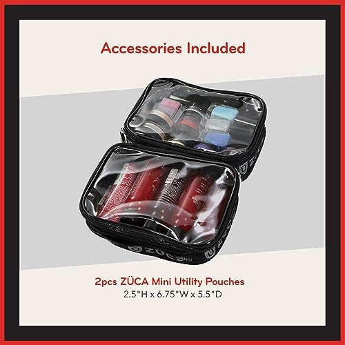 ZUCA MakeUp Artist Shoulder Bag w/Durable Utility Pouch Combo, MakeUp Organizer Bag -Lightweight,Versatile Multi-Compartment Design For Cosmetic Organization,Ideal For Travel & Makeup Sessions, Black