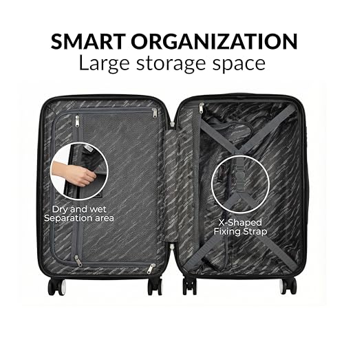 Gabbiano Royal Hard Shell ABS Luggage – Lightweight Expandable Hardside Suitcase with 360° Spinner Wheels & Telescoping Handle (Ballerina Pink, Carry-On)