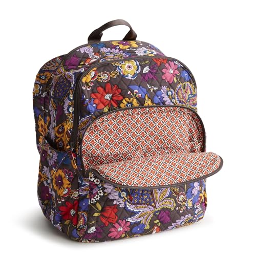 Vera Bradley Women's Premium Cotton Bancroft Backpack, Colorful Bouquet, One Size