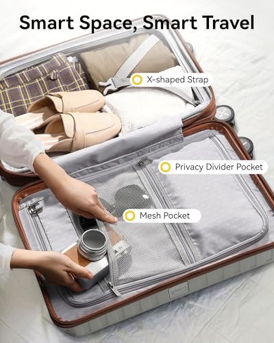 LUGGEX Carry On Luggage 22x14x9 Airline Approved, PC Expandable Hard Shell Suitcases with Spinner Wheels, 20 Inch, Charcoal Metallic