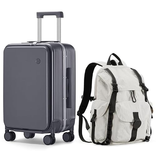 mixi 20 Inch Carry On Luggage with Cup Holder and 18 Inch Travel Backpack as a set