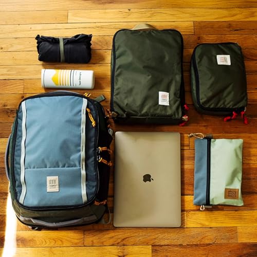 Topo Designs Global Travel Backpack, 25 Liter Bag, 3x Padded Grab Handles, Stretch Mesh, 100% Recycled Nylon Construction, PFAS-Free, Bluesign Approved (Navy/Sahara)