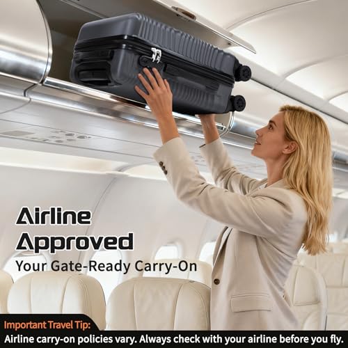 Rosamo Luggage Sets 3 Piece, ABS Suitcase Set (20/24/28), Hardside luggage with Spinner Wheels, Travel Luggage,14x8x9 Airline Approved Carry on, Lightweight Luggage with High-Security Lock