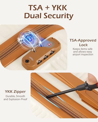 LONG VACATION 3 Piece Carry On Luggage Set with Backpack, 20 Inch Carry Suitcase with Spinner Wheels, ABS+PC Hardshell Suitcase set with TSA Lock & YKK Zipper