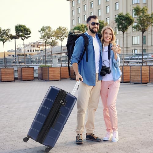 Sweetcrispy 29 Inch Carry On Luggage, ABS Hard Shell Lightweight Rolling Suitcase with Smooth Spinner Wheels and Built-in TSA Lock, Travel Suitcase for Business and Holiday Trips, Navy Blue