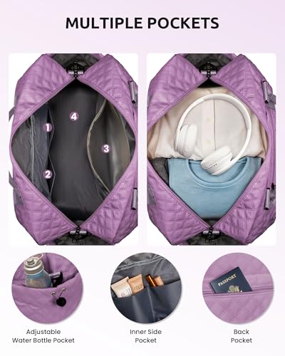 Vogewood Girl Duffle Bag with Shoe Compartment, Tween Weekend Duffle Bag, Monogram Overnight Bag for Women with Trolley Sleeve & Wet Pocket, Letter Kids Travel Bag with Makeup Bag (Letter K)