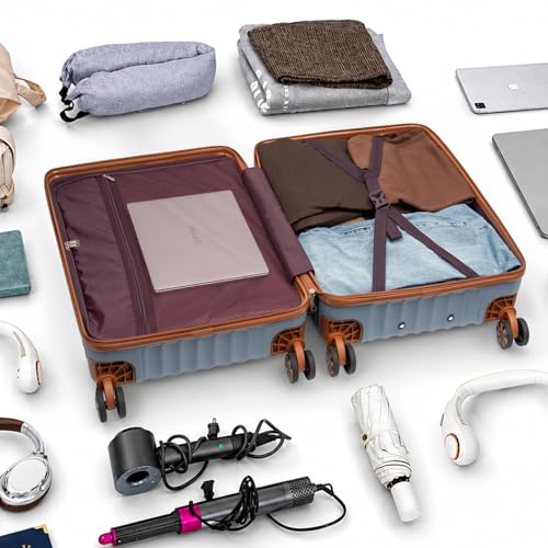 Cosbarn Luggage Sets 5 Piece with TSA Lock Spinner Wheels, Unisex Hard Case ABS Suitcase Set, Hardshell Lightweight Waterproof Travel Hardside Suitcases with Wheels for Women Men, Sky Blue
