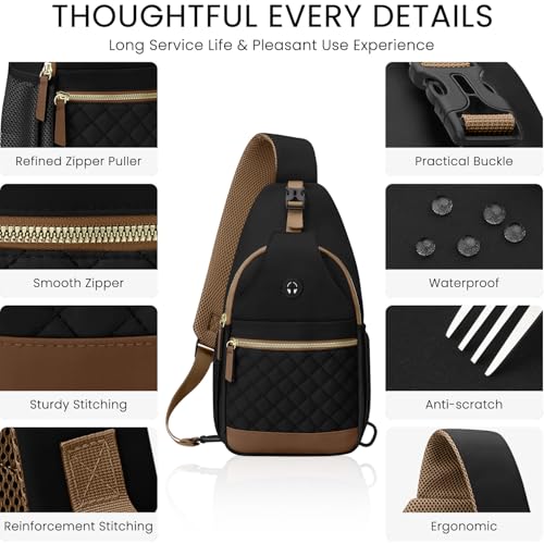 Vankor Small Crossbody Purses Bags for Women Men Travel, Chest Sling Bag Women Casual Cross Body Bag for Woman Sling Backpack Black