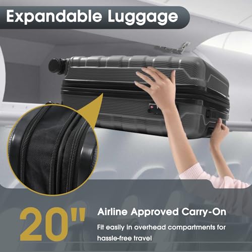 Merax 20 Inch Carry On Luggage, Expandable Hardshell Suitcase with Spinner Wheels TSA Lock, Lightweight Scratch-Resistant ABS for Weekend, Business Travel, Airline Approved