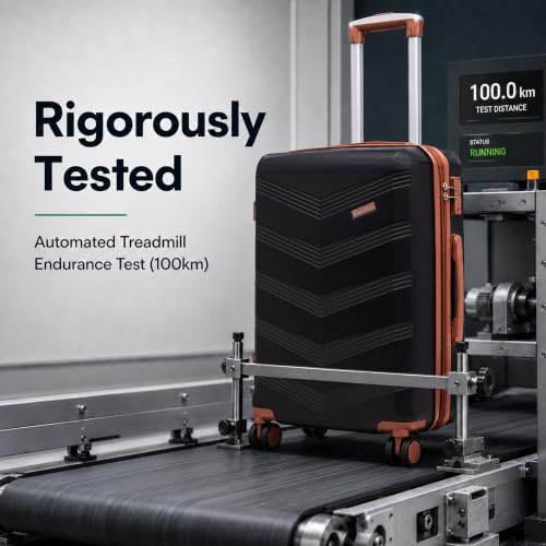 CONCEPTEN Expandable Hardshell Luggage Set 5 Piece, 22x14x9 Airline Approved Carry On, 20/24/28" Suitcase Set with TSA Lock, Spinner Wheels, ABS+PC (Black)