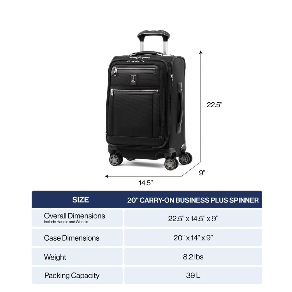 Travelpro Platinum Elite Softside Expandable Carry on Luggage, 8 Wheel Spinner Suitcase, USB Port, Laptop and Tablet Sleeves, Men and Women, Vintage Grey, Carry On 20-Inch