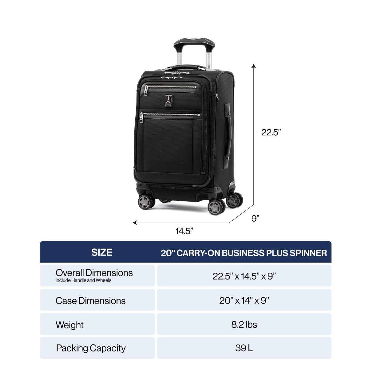 Travelpro Platinum Elite Softside Expandable Carry on Luggage, 8 Wheel Spinner Suitcase, USB Port, Laptop and Tablet Sleeves, Men and Women, Vintage Grey, Carry On 20-Inch