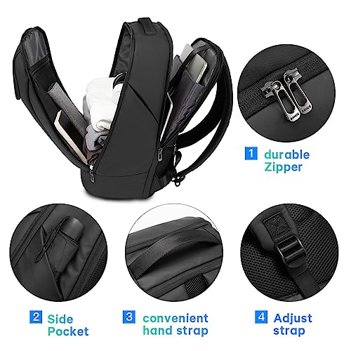 BANGE Business Smart Backpack Waterproof fit 15.6 Inch Laptop Backpack with USB Charging Port,Travel Durable Backpack, Black（no Usb）, L, Travel Backpacks