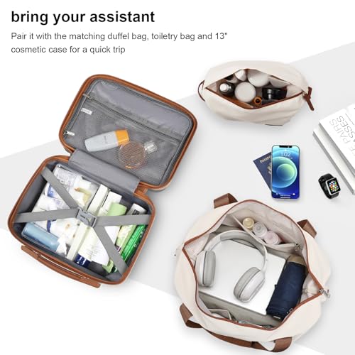 Joyway Luggage Set 3 Piece Suitcase Sets with Spinner Wheel,Hardside Expandable Travel Laggage with TSA Lock (13/20/24/28 White brown