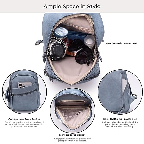 Alldaily Large Sling Bag for Women Crossbody Purse Leather Fashionable Trendy Chest Bag for Travel, Fanny Pack (Blue)