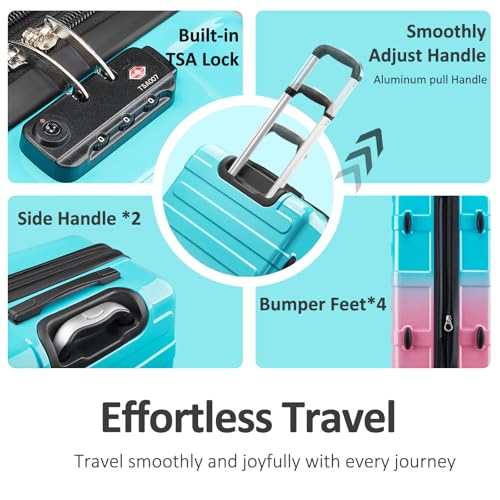 VIVIcity Carry on Luggage 22x14x9 Airline Approved, Expandable 20 Inch Hardside Suitcase with Wheels TSA Lock, PC+ABS Lightweight Carry on Suitcases for Women