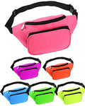 Weewooday 6 Pieces Neon Fanny Pack Adjustable Waist Bag 80s 90s Party Fanny Bags 2 Retro Zippers Travel Running Pack for Outdoor Rave Party Women Men Favors Gifts Supplies
