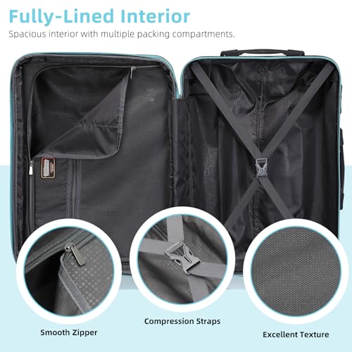 LARVENDER Luggage Sets 3 Piece, 20 Inch Carry on Luggage 22x14x9 Airline Approved Hardside PC+ABS Suitcase Set with Spinner Wheels TSA Lock, Lightweight Luggage Set for Women, Cotton Candy