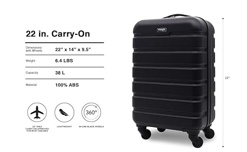 Wrangler 20" Hardside Spinner Carry-On Luggage, Black