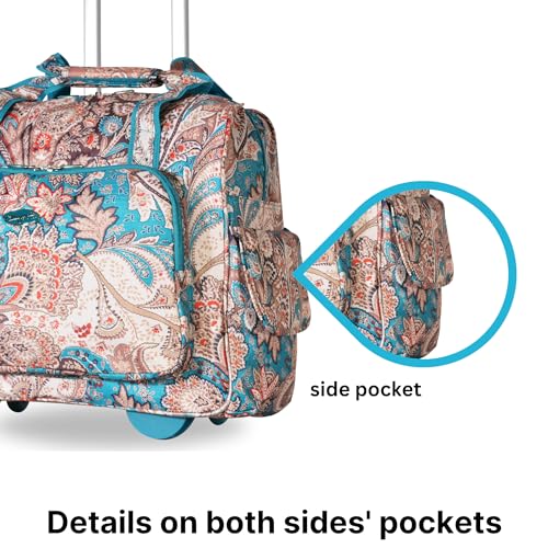 Olympia U.S.A. Deluxe Lightweight Rolling Overnighter Case Overnight Laptop Bag Weekender Travel Carry-On Suitcase Luggage with Wheels and Adjustable Push-Down Handle