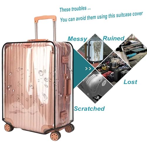 28 Inch Clear Suitcase Cover for Luggage TSA Approved Heavy Duty Waterproof PVC Protector Prevents Scratches Damage for Wheeled Travel Luggage