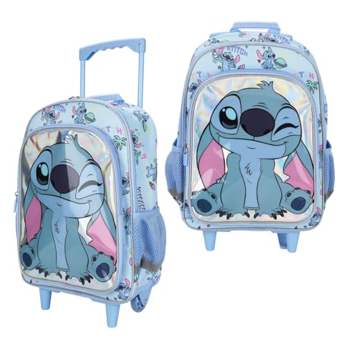 Lilo & Stitch Winking Stitch 16" Rolling Backpack for School and Travel