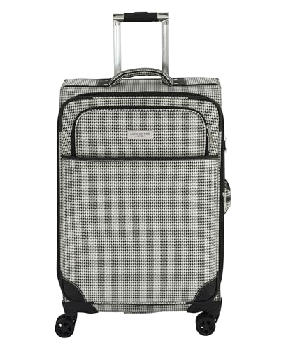 London Fog Cambridge 25" Expandable Softside Spinner, Black White Houndstooth