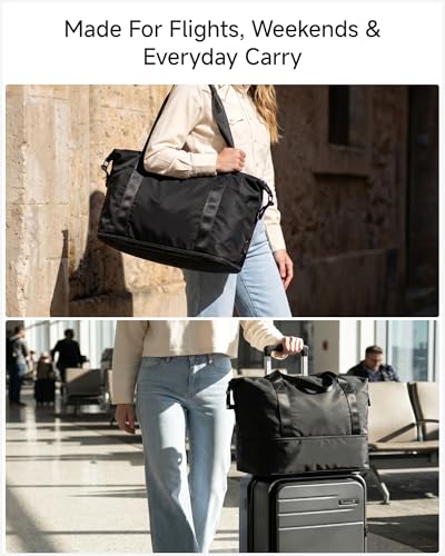 LUGGEX Travel Duffel Bags for Woman, Expandable Weekender Carry On Bag, Overnight Tote Bag with Toiletry Bag for Sport Gym Hospital (TTX, Blue)