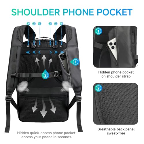 SWICKY 40L Travel Backpack for Men – TSA Friendly Carry-On, 17.3" Laptop Sleeve, Water-Resistant, Quick-Access Phone Pocket, Large Weekender for Travel & Commute