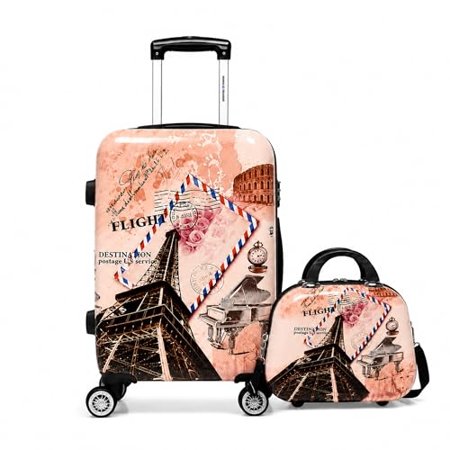 World Traveler Flight 2-Piece Hardside Carry-On Luggage Set – 20" Expandable Spinner Suitcase with TSA Lock & 13" Cosmetic Travel Case