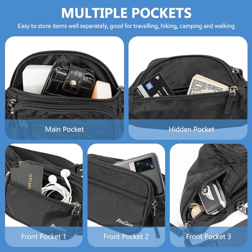 ProCase Fanny Pack Waist Packs for Men Women, Waist Bag Hip Pack for Travel Hiking Running Outdoor Sports -Black, Medium