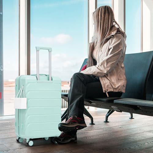 MoBtovs Luggage Sets, 3 Piece Durable Suitcase Set, ABS with Spinner Wheels and Combination Lock, 20"/24"/28", Suitable for Long Term travel and Carrying with You, Mint Green