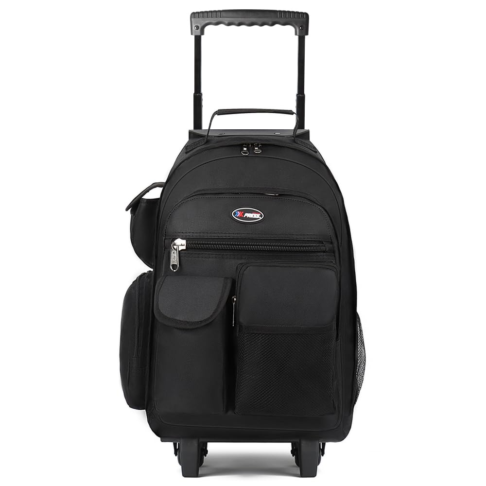 New York XPress 20'' Rolling Backpacks, 2 in 1 Travel Backpack for Man/Women,Backpack for Travel w/Wheels,Trolley Suitcase w/Telescopic Handle,2560-Black