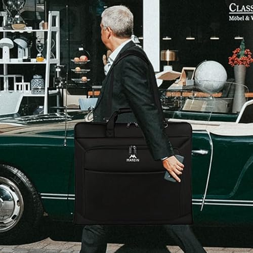 MATEIN Garment Bag for Travel, Large Carry on Garment Bags with Strap for Business, Waterproof Hanging Suit Luggage Bag for Men Women, Wrinkle Free Suitcase Cover for Shirts Dresses Coats, Black