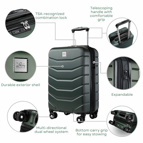 Skyway Luggage Silverton Hardside Collection – Lightweight Durable Suitcases with Wheels, Expandable Luggage for Travel Essentials with TSA Lock, 28-inch Large Checked, Thyme