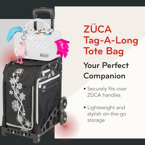 ZÜCA Tag-A-Long Tote Bag – Quilted with Spacious Interior, Fits Rolling Case - Structured Travel Purse - White