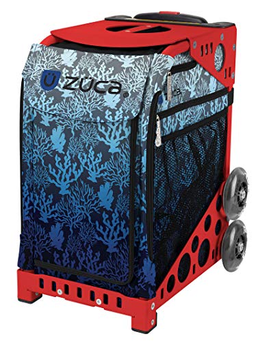 ZUCA Blue Reef Deep Sea Sport Insert Bag and Red Frame with Flashing Wheels