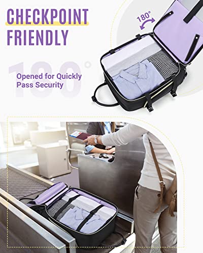 LIGHT FLIGHT Rolling Laptop Bag Women Men Rolling Briefcase 15.6 Inch Computer Bag with Spinner Wheels, Water-resistant Roller for Carry on Business Travel, Quilted Black
