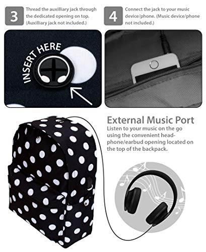 Rockland Classic Laptop Backpack, Black Dot