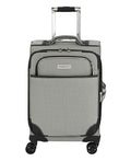 London Fog Cambridge 20" Expandable Spinner Carry-on Softside Suitcase with Laptop Compartment, Black White Houndstooth