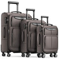 SHOWKOO Luggage Sets 3 Piece Softside Expandable Lightweight Durable Suitcase Sets Double Spinner Wheels TSA Lock Light Coffee (20in/24in/28in)