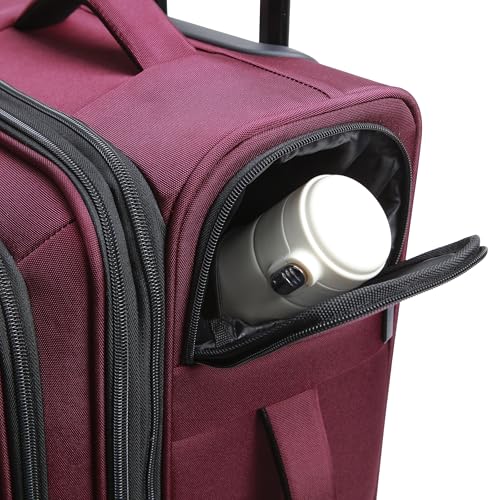 Kenneth Cole REACTION The Venturer 2-Piece Softside 8-Wheel Spinner Luggage Travel Set: 20" Carry-On & 28" Checked Suitcase, Wine