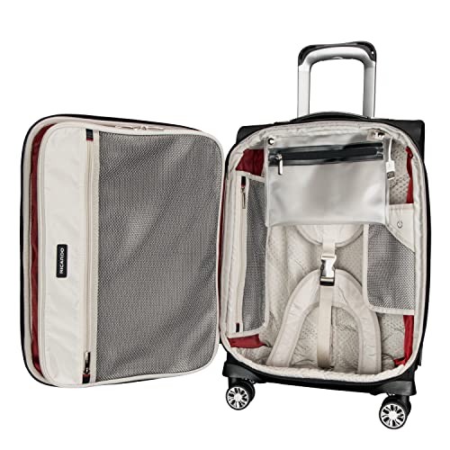 Ricardo Beverly Hills Rodeo Drive 2.0 Softside 4 Wheel Spinner, TSA Lock, Lightweight Suitcase, Unisex, Stylish, Black, 21-Inch Carry-On