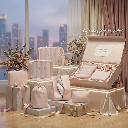 BLINGCOOL 8 Set Packing Cubes for Travel with Clear Toiletry Bag, Durable Luggage Packing Organizers, Carry-On Accessories, TSA Approved See-Through Cubes, Space-Saving Storage Bags, Gifts for Women