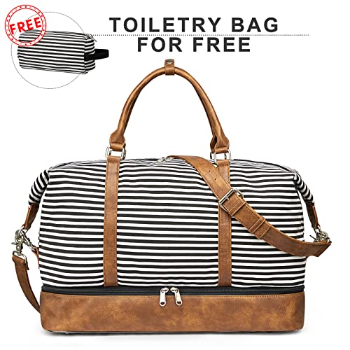 S-ZONE Weekender Bags for Women Men Travel Duffel Bags with Shoe Compartment Overnight Carry on Duffle Tote