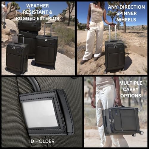 Skyway Sigma 7.0 Softside Expandable Spinner Suitcase with Wheels (Pine, Checked-Medium 24-Inch)
