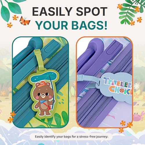 Traveler's Choice Kids JoJo the Bear's Travel Adventure, 2-Piece Luggage Tag Set for Suitcases