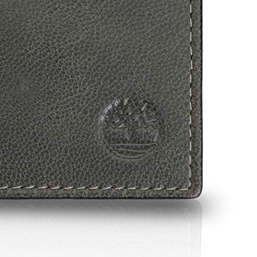 Timberland Men's RFID Blocking Wallet – Genuine Leather Passcase with Removable ID Holder, 6 Card Slots, 2 Billfold Pockets, Slim Design, Charcoal, One Size